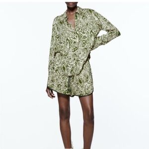 Zara green button down top